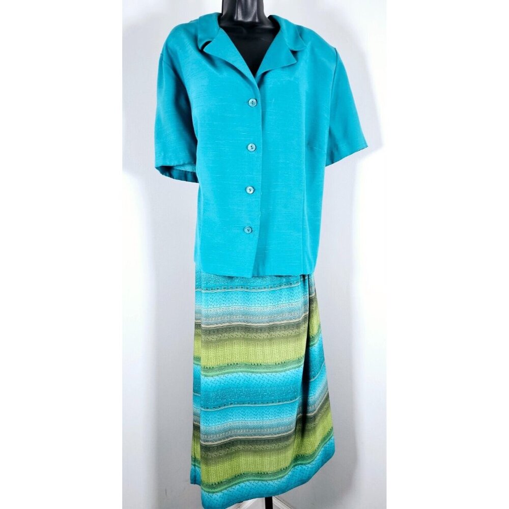 SAG Harbor Plus Two Piece Skirt Set Short Sleeve - SZ 22W